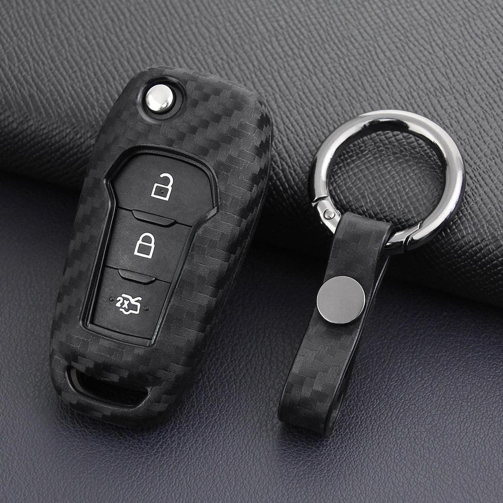 Carbon Fiber Texture Key Case for Ford: Fits Mondeo, Lincoln, Mustang, Focus - Protective Shell