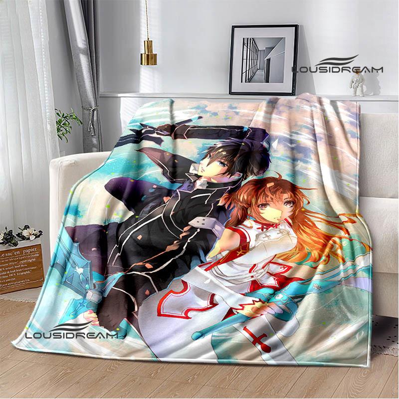 Cartoon Sword Art Online Printed Blankets Picnic Blanket Warm Flannel Blankets Home Bed Linings Blankets for Beds Birthday Gift