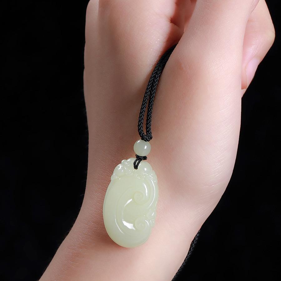 Natural Xinjiang Hetian Jade Ruyi Pendant with Pixiu for Men and Women - Auspicious Design