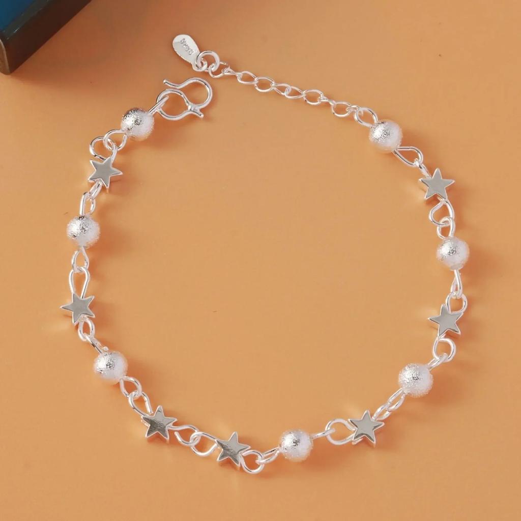 Original 925 Silver Stars Bead Bracelets for Women Korean Adjustable Charm Lucky Bead Bracelet Luxury Party Jewelry