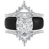 3-Piece Elliptical Cut Zircon Wedding Ring Set Black Silicone Tape Crown Stackable Wedding Ring Women's Luxury Bridal Jewelry Gi