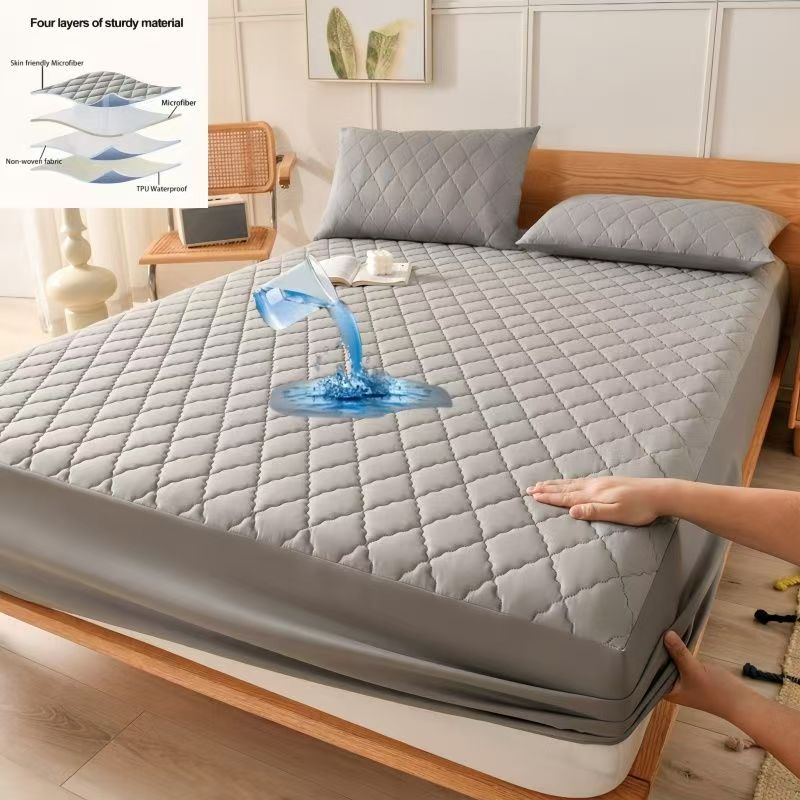 100% Waterproof Mattress Cover Quilted Thicken Single Double Elastic Fitted Sheet Style Bed Protector Pad King Size