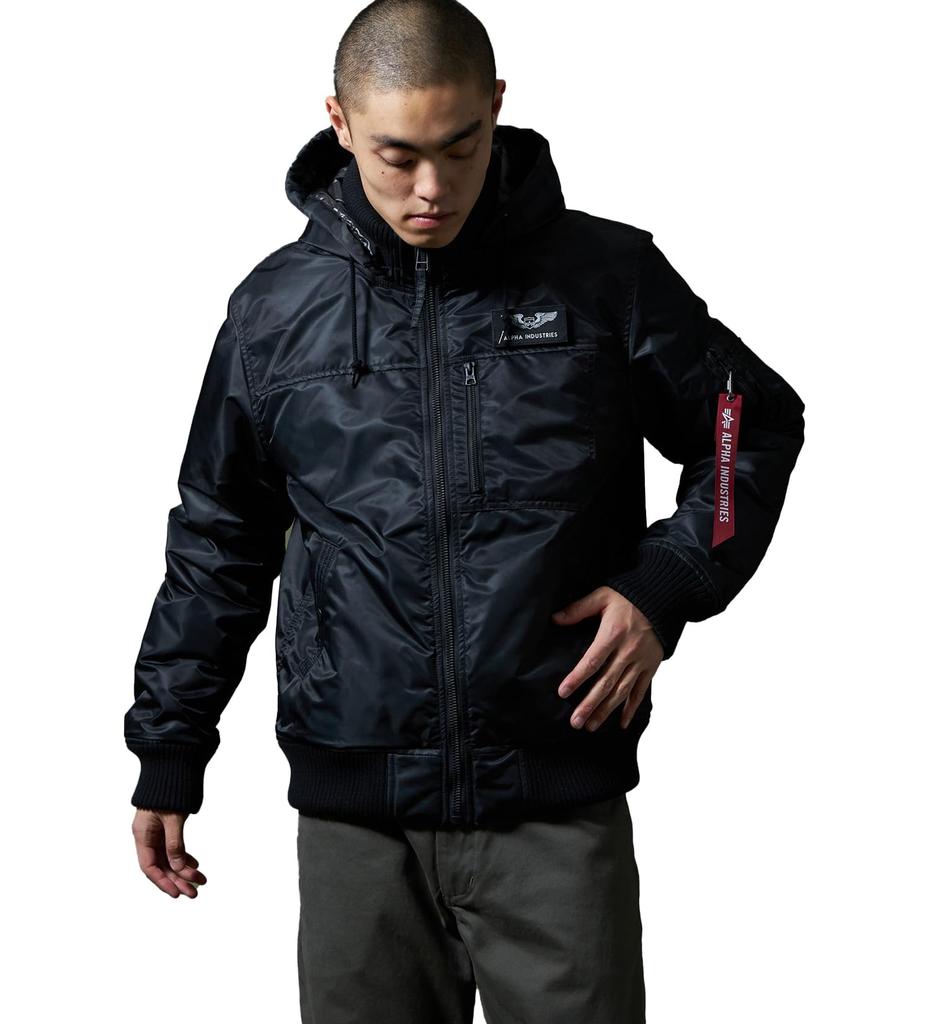 Alpha Industries TA1716 Hooded Rib Jacket In Black Camo Men's
