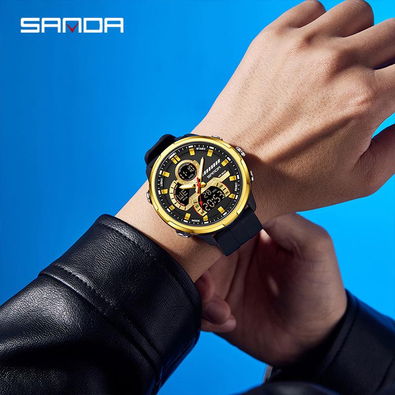 Sanda Electronic Sports Watch: Luminous, Waterproof, with Timer, Alarm, and Large Dial for Students and Men