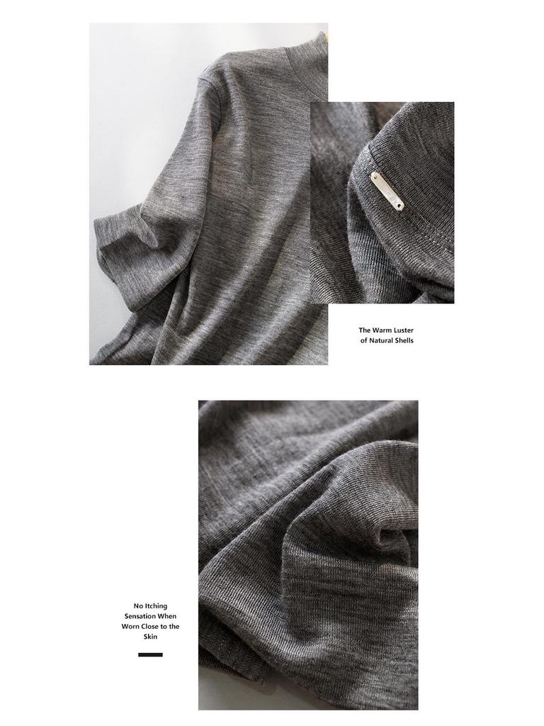 Puyuan 2025 Women's High Neck Merino Wool Base Layer - Classic Autumn/Winter Mid-Sleeve Essential