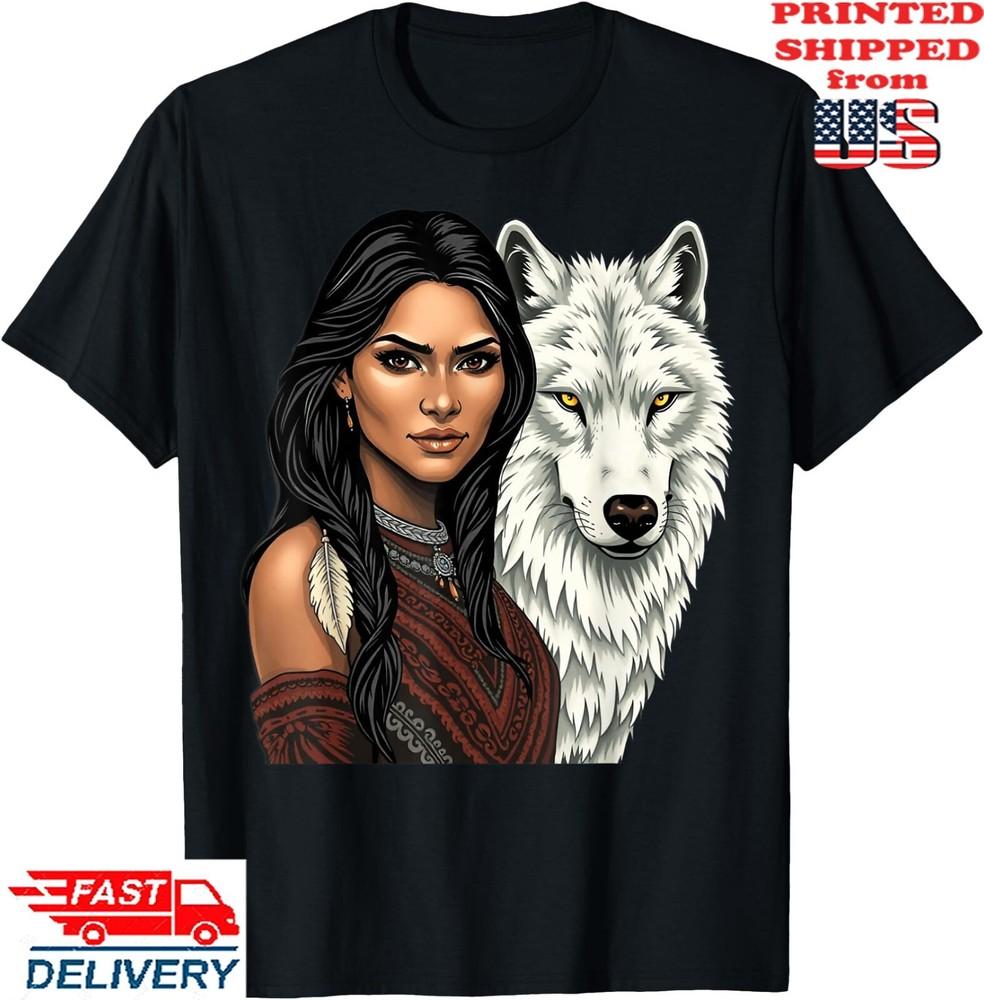 Native American Women Wolf Lovers Indigenous Americans Pride T-Shirt, Unisex Tee Unisex T-Shirt XXXXL