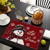 Christmas Snowman Snowflake Plaid Table Mats - Festive Insulated Linen Tablecloth for Party Decoration