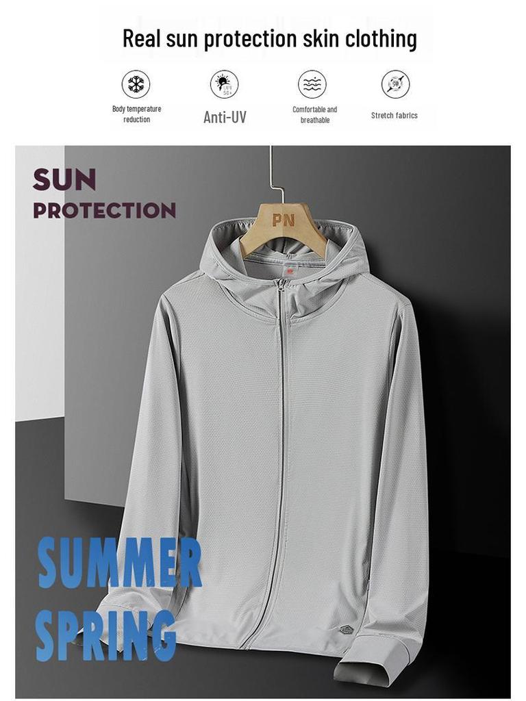 Unisex Hooded UV Protection Jacket - Sun Protection for Summer Outdoor Sports and Casual Wear.