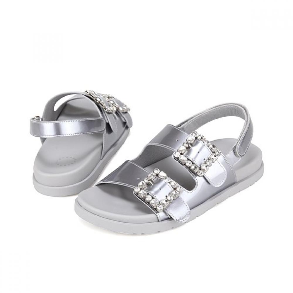 Barbara Women Leather Jewel Decoration Glitter Casual Sandals 2.5cm Bbj326