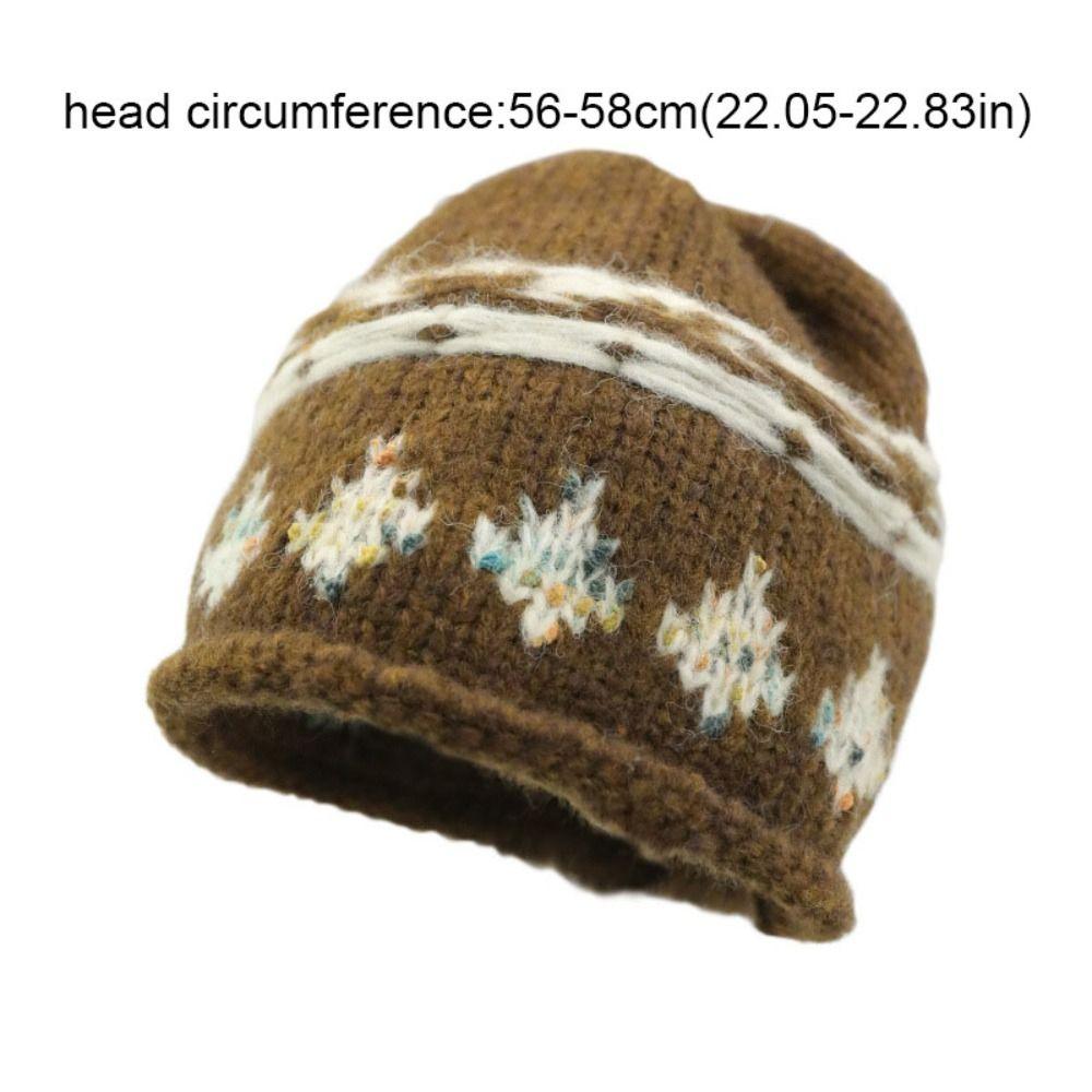 Classic Jacquard Pattern Retro Beanie Hat Warm Knitted Jacquard Knitted Hat Korean Fair Isle Style Warm Knitted Cap Autumn
