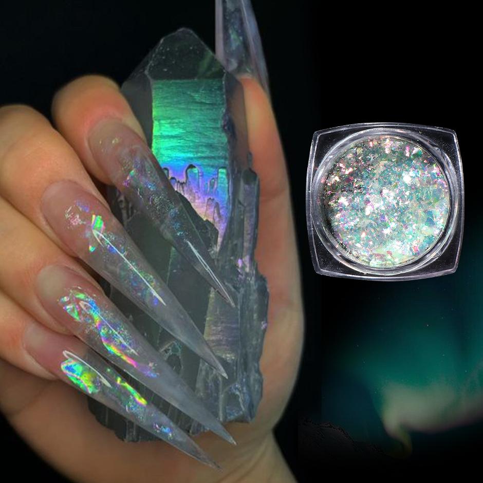 1 Box Aurora Opal Flakes Glittter Nail Sequins Sparkly Paillettes Nail Art Decoraiton