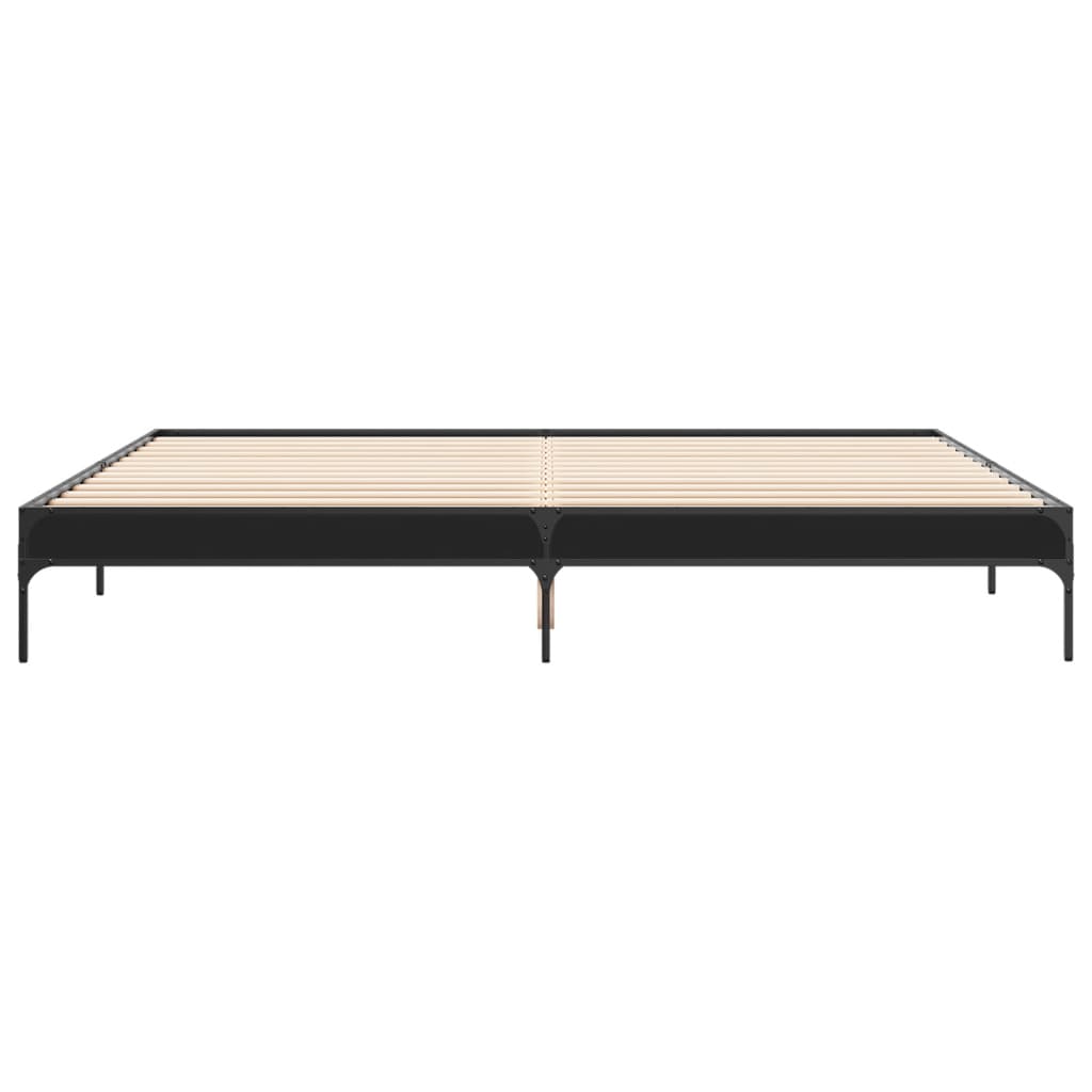 Bed Frame Black 200x200 cm Particleboard and Metal