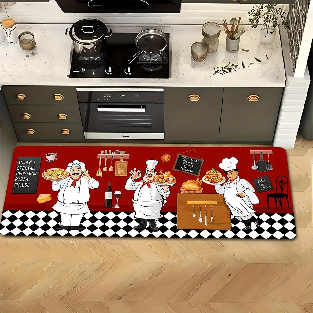 Premium Flannel Farmhouse Chef Kitchen Mat - Non-Slip Washable Floor Rug for Laundry Room, Hallway & Home Aesthetic Decor
