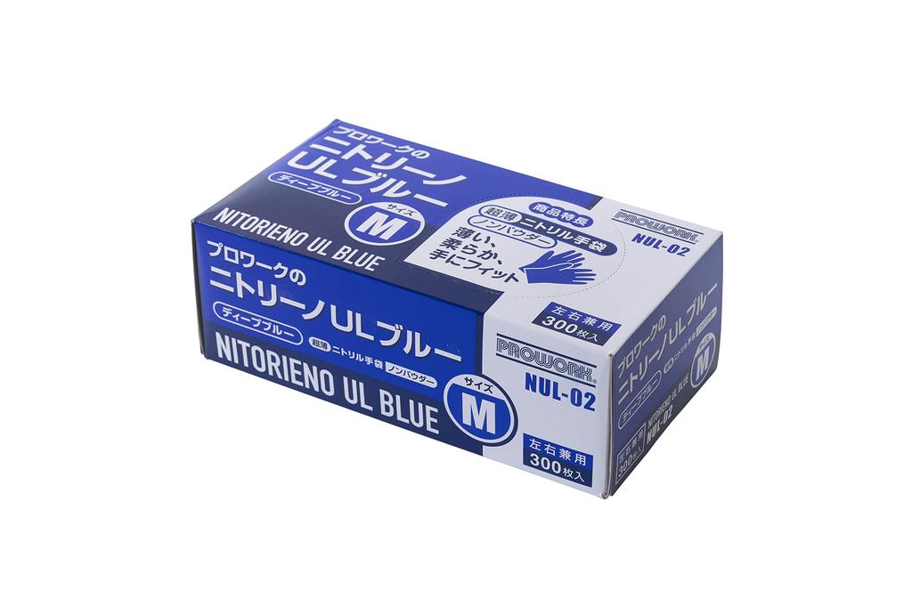 Chubu Bussan Trading Nitrino UL Blue Nitrile Deep Large Food Sanitation Law Food Light Work [PROWORK] (L) 300-Count Gloves, Blue, Capacity, Compliant,