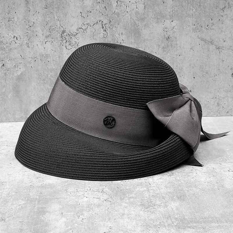 French Elegant Back Fold Bow Straw Hat Women'S Summer Travel Sun Hat Beach Seaside Vacation Sun Protection Basin Hat