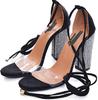 2025 New Nude Thick High Heels Foreign Trade Large Size European and American Sandals Spot Women's Sandals