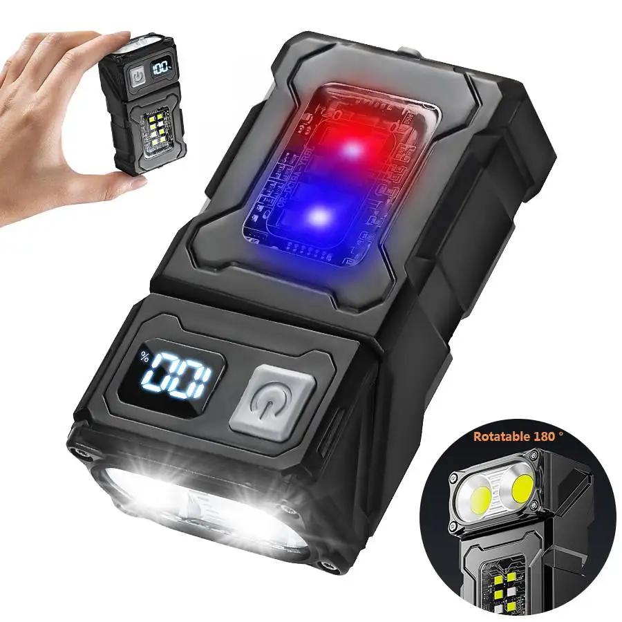 5000mah Mini LED Flashlight Head Rotating Magnetic Light TYPE-C Rechargeable Outdoor Waterproof Camping Emergency Hat Clip Light