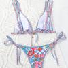 2024 European & American Print Triangle Cup Tie-Up Bikini Swimsuit for Women