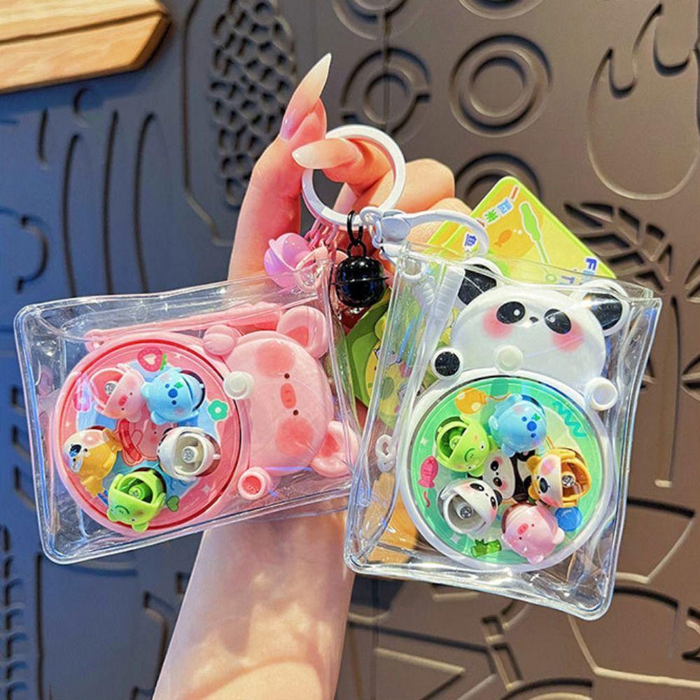 Rotating Fishing Fishing Toy Keychain Anti Loss Car Key Ring Cartoon Bag Pendant  Birthday Gift