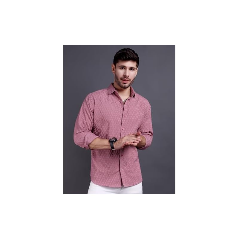 Tagas Men' Regular Fit Shirt (MsHexaPinkL