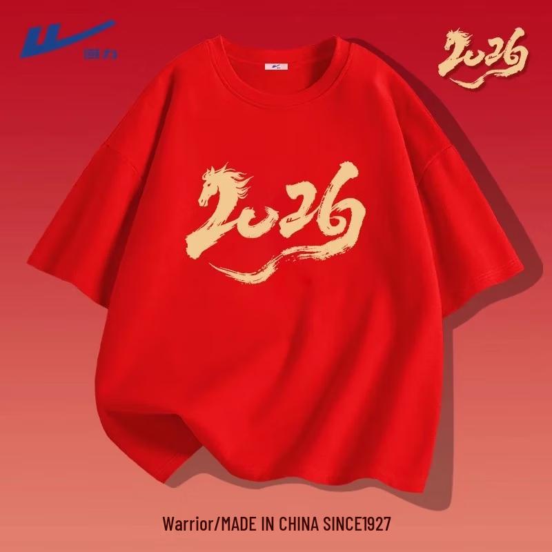 Женская красная хлопковая футболка Warrior  Год Лошади  XL