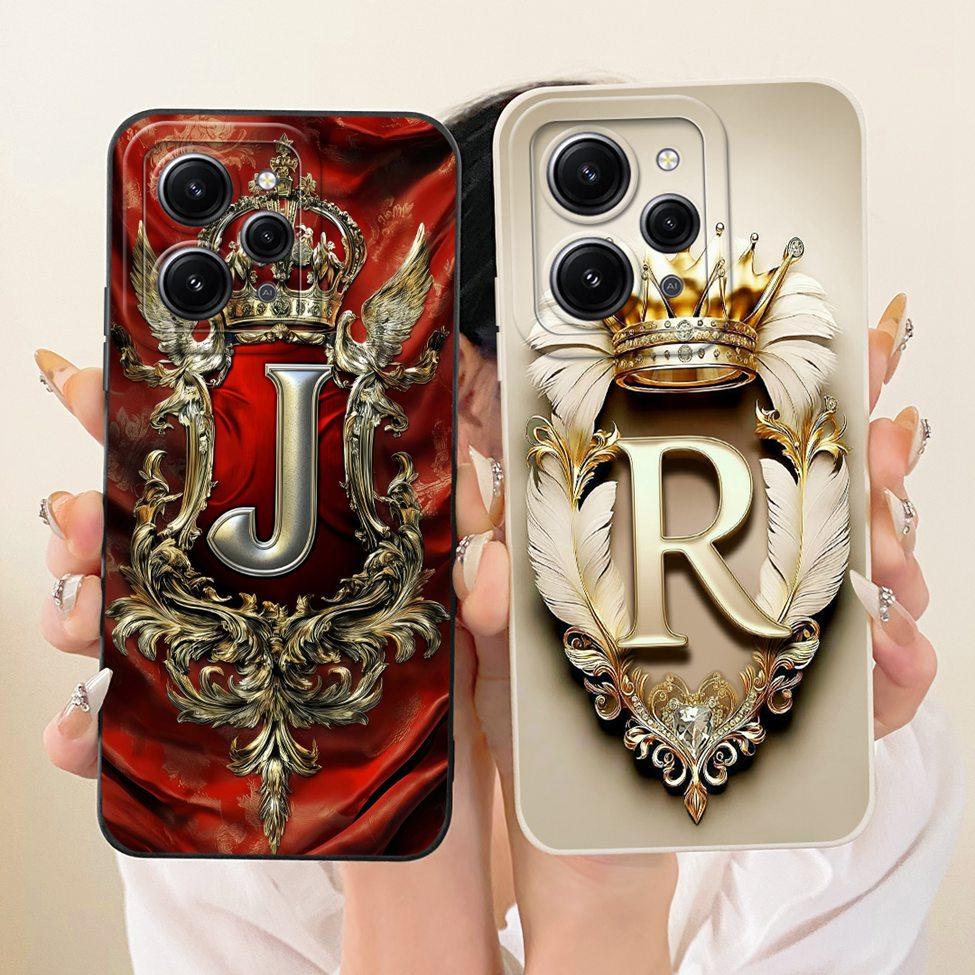Cover For Redmi 12 Case Silicone Luxury Fashion A-Z Letters 2D Painted Phone Case 23053RN02A 23053RN02Y 23077RABDC