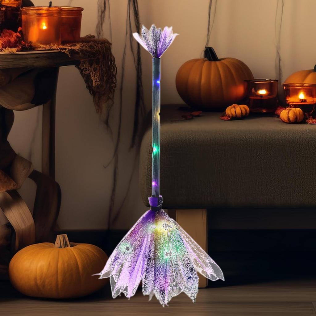 Halloween LED Hexenbesen Kostümzubehör 65cm Lang Heimdeko Basteln Besenstiele