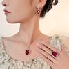 Jewelry Copper Bottom Gold-Plated Simulation Red Corundum High-End Jewelry Set Women'S Stone 15 * 20