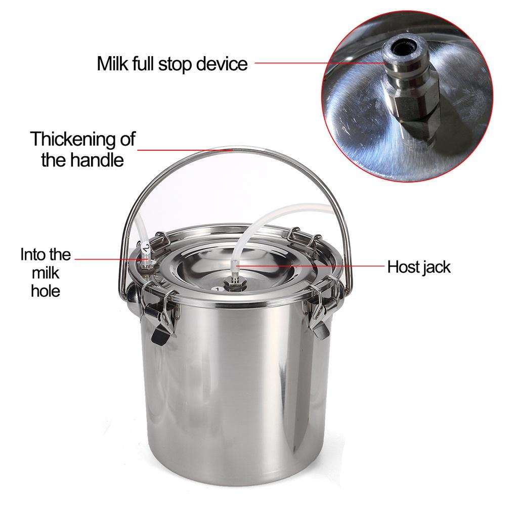 5L 220/110V Stainless Steel Milker For Farm Cows Goats Vacuum Pump Bucket Pasture Cow Sheep Milker Electric Milking Machine