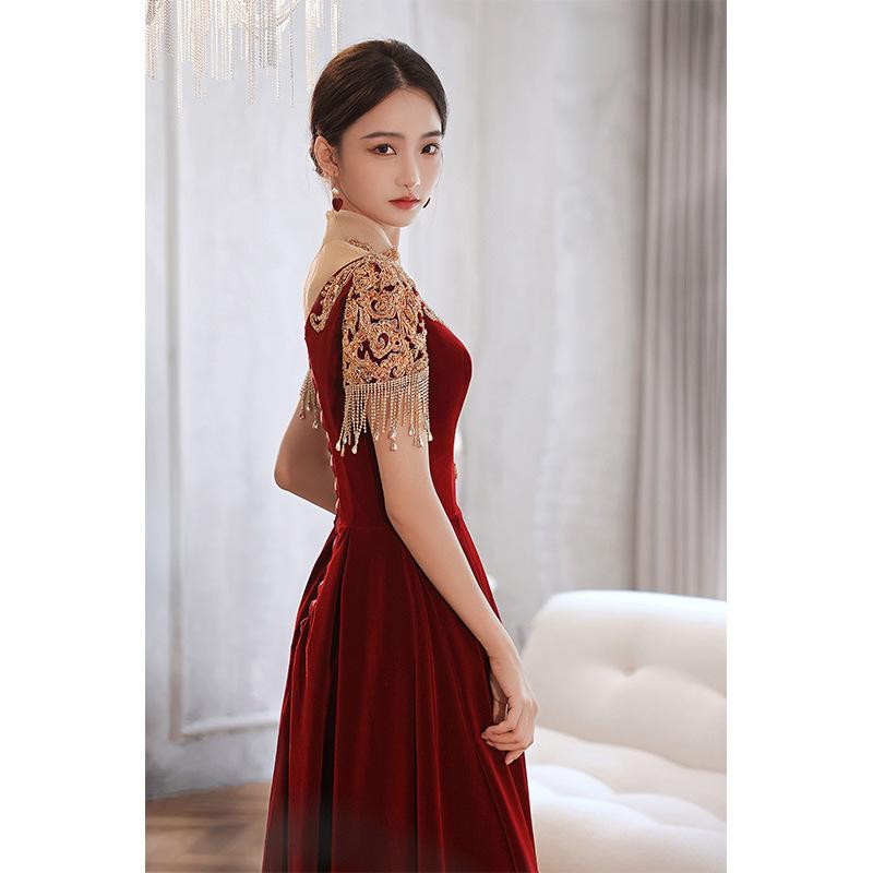 Chinese Cheongsam Toast Bride   New Small Red Return Wedding Dress Engagement Dress