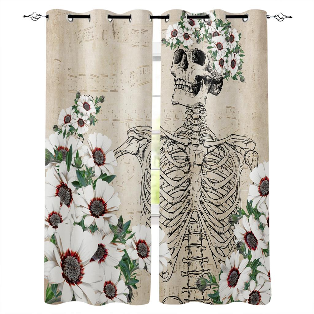 Skull Head Wall Skeleten Hall Window Curtains For the Kids Bedroom Living Room Bthroom Treatments Kitchen Decor Drapes Blinds