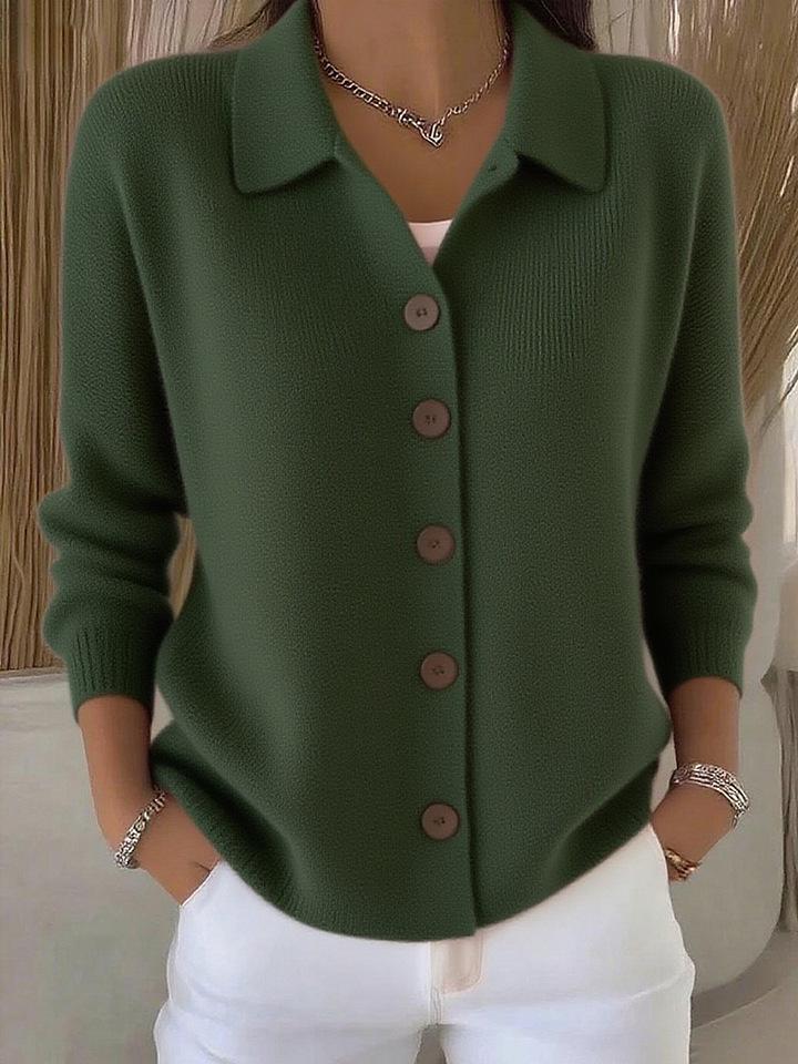 2025 European & American Women's Buttoned Knit Cardigan - New Autumn/Winter Solid Color Casual Fashion Sweater Coat