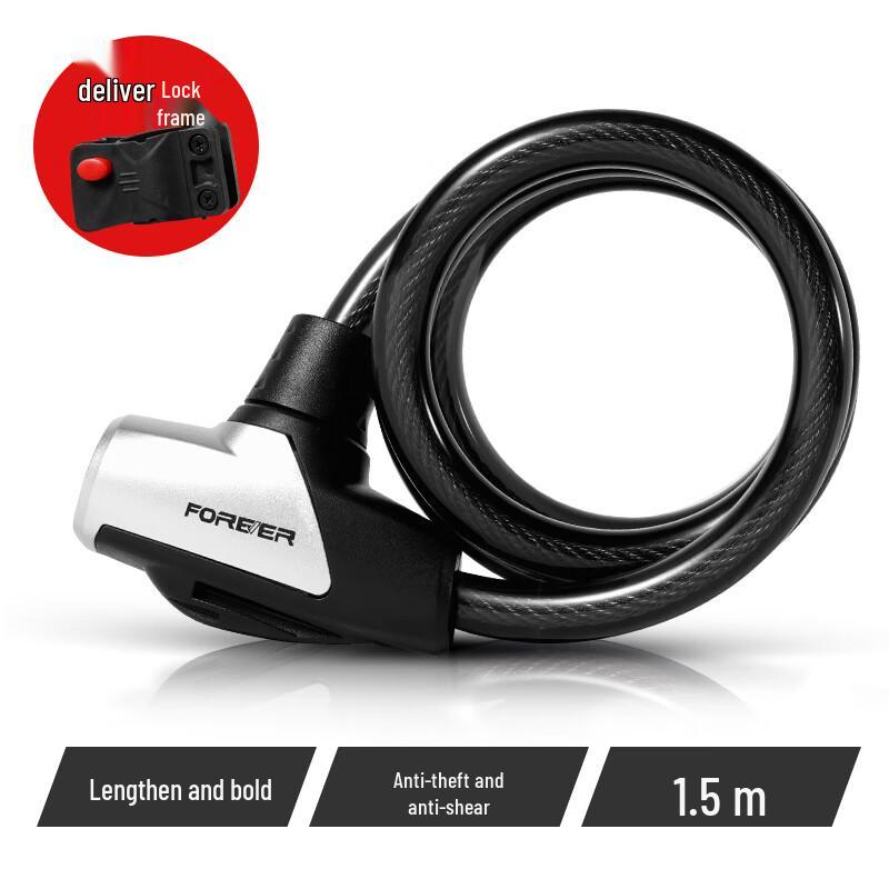 Forever Portable Anti-Theft Steel Cable Lock for Bicycles & E-bikes