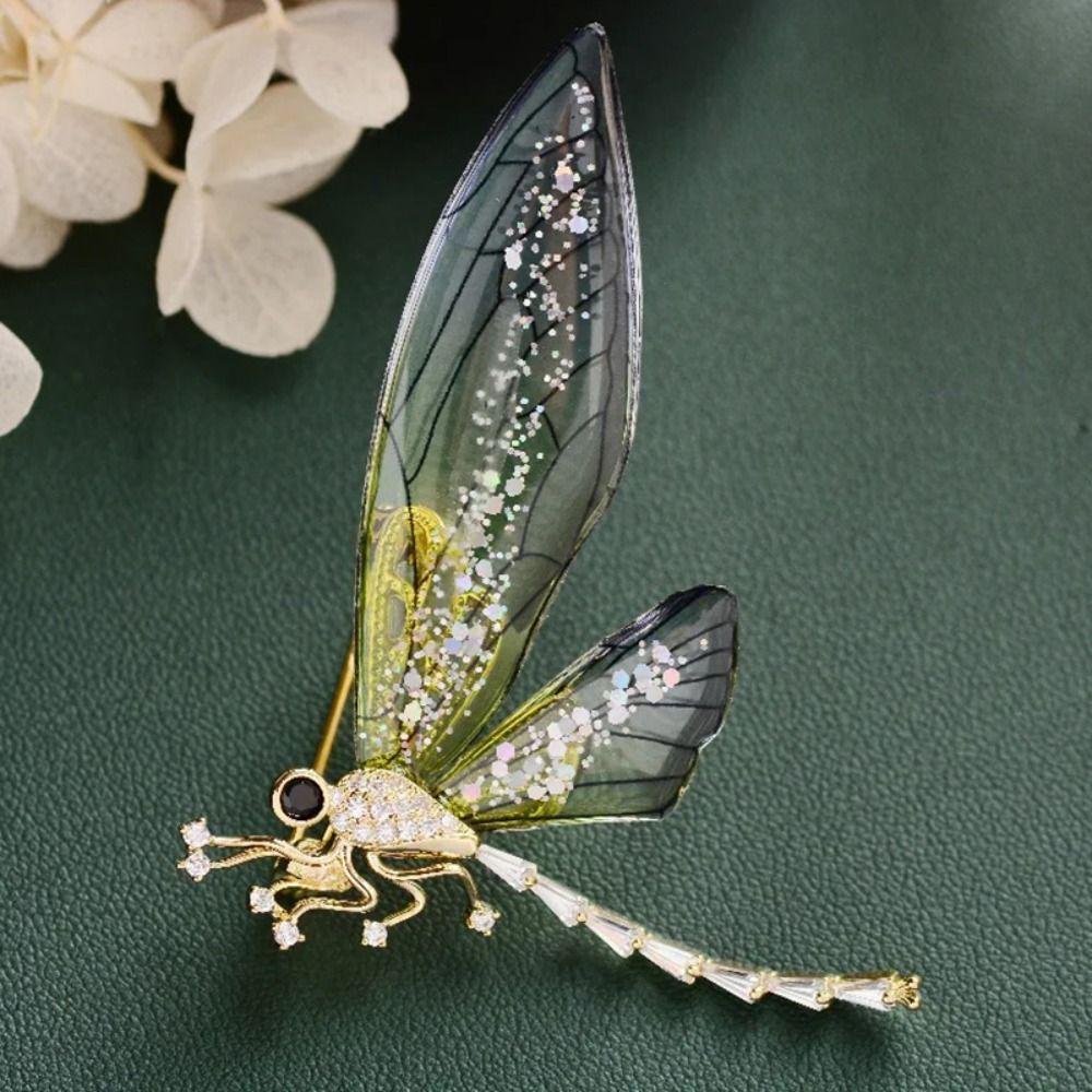 Rhinestone Badge Pin Dragonfly/Butterfly Shaped Suit Collar Pins Jewelry Pin  Women Girls