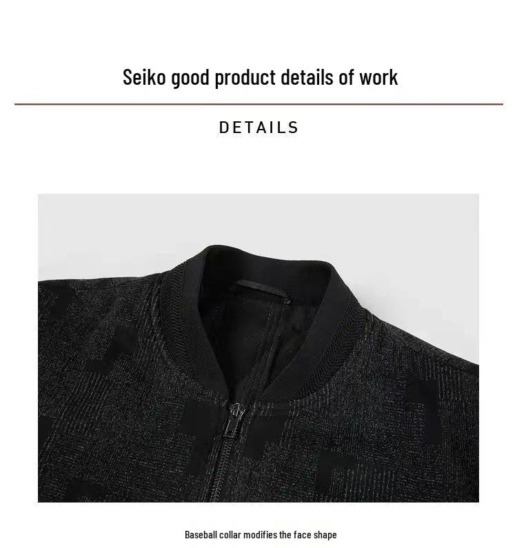 Men's Autumn Letter Print Baseball Collar Jacket with Large Pockets