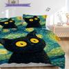 Set Copripiumino Trapuntato con Motivo Gatto Nero Federa Decorazione per la Casa Regalo di Compleanno (1 * copripiumino + 2 * federa, senza nucleo)