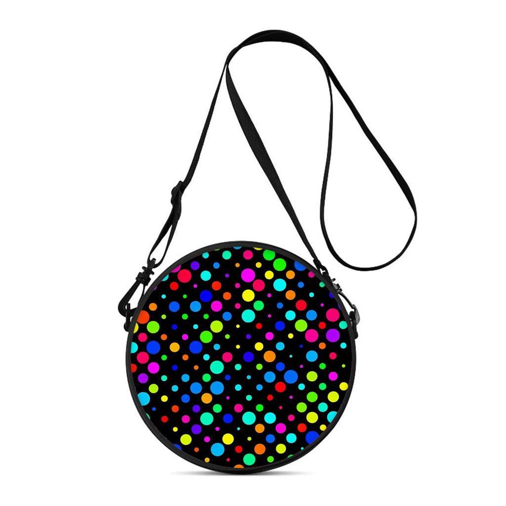 Dot Print Round Shoulder Bag Casual Messenger Bag for Woman Best Gifts 2D Flat Casual Daily Crossbody Bag