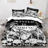 Skull King Queen Bettbezug Gothic Skelett Bettwäsche Set für Erwachsene Jugendliche Personalisiert Halloween Knochen Polyester Steppdeckenbezug