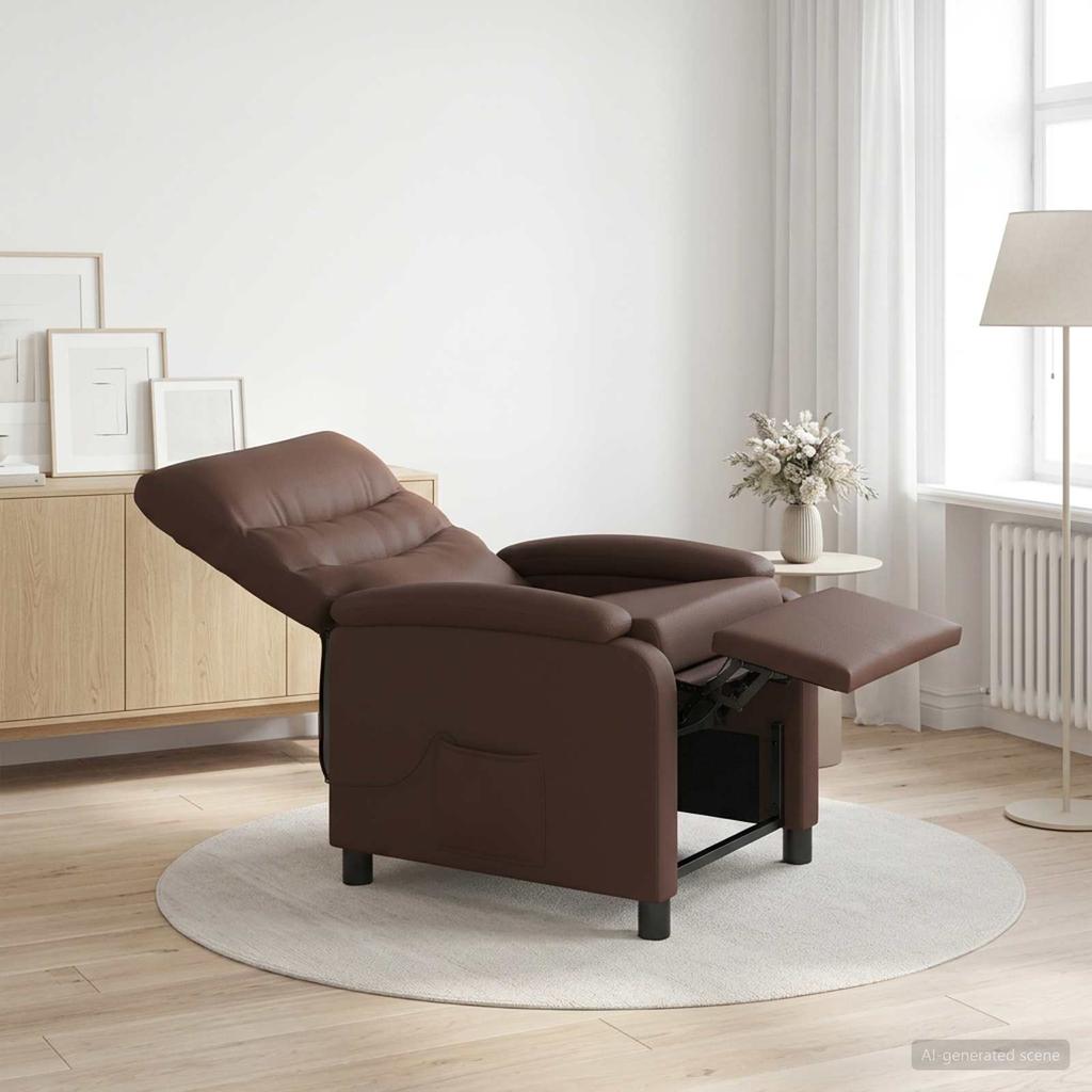 Massage Recliner Brown Faux Leather
