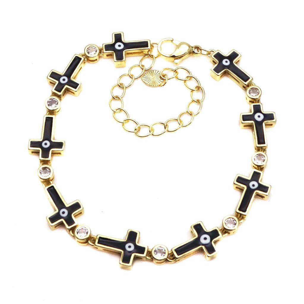 Cross Adjustable Bracelet Devil's Eye Zircon Bracelet Hip Hop Multi Color Women's Bracelet