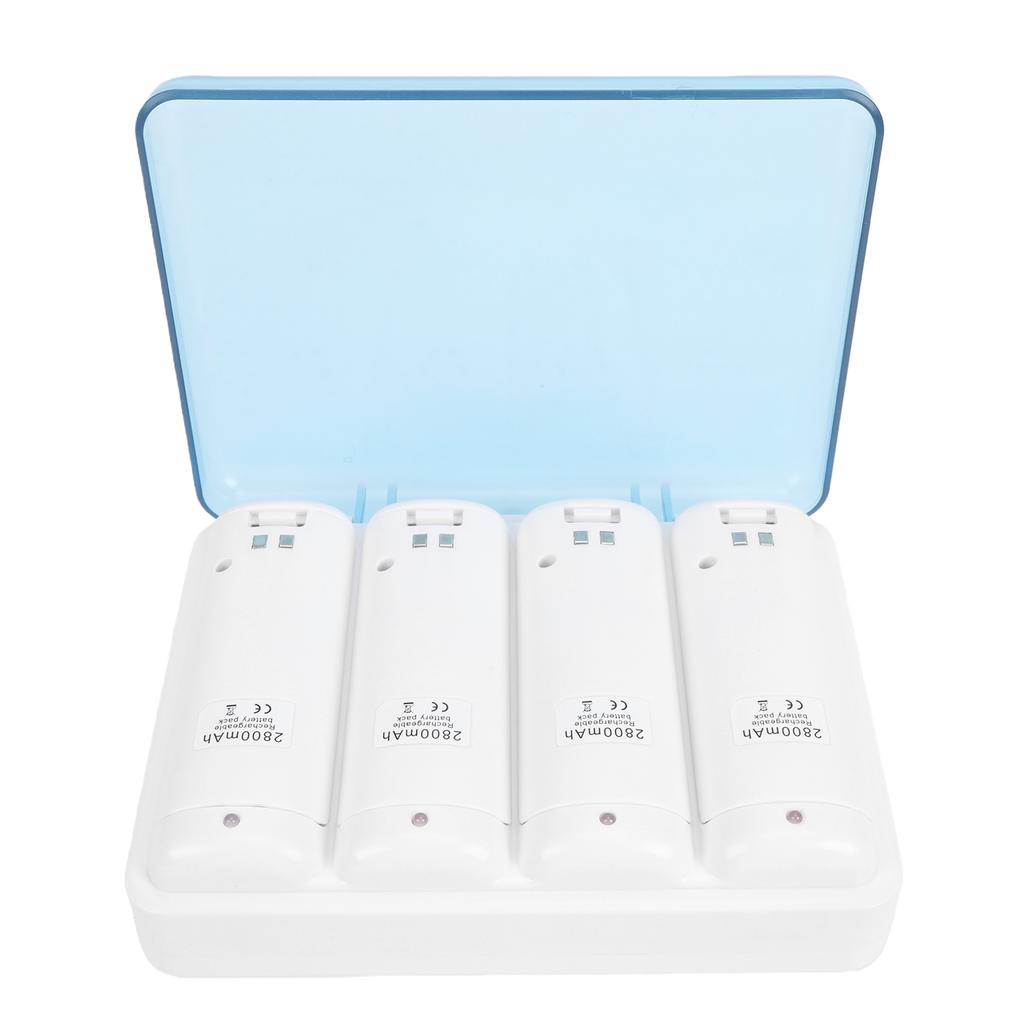 Battery Charger Fit for Wii Remote Controller 4 in 1 Charging Station with 4 Pack 2800mAh Rechargeable Battery USB Cable