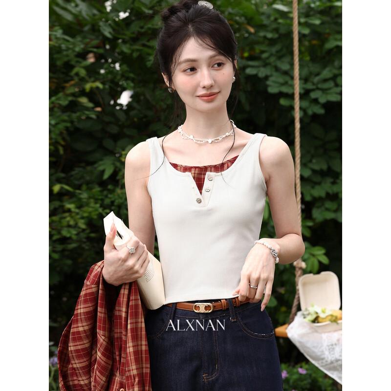 

Lumi Southside Beige Faux Two-Piece Camisole Top S