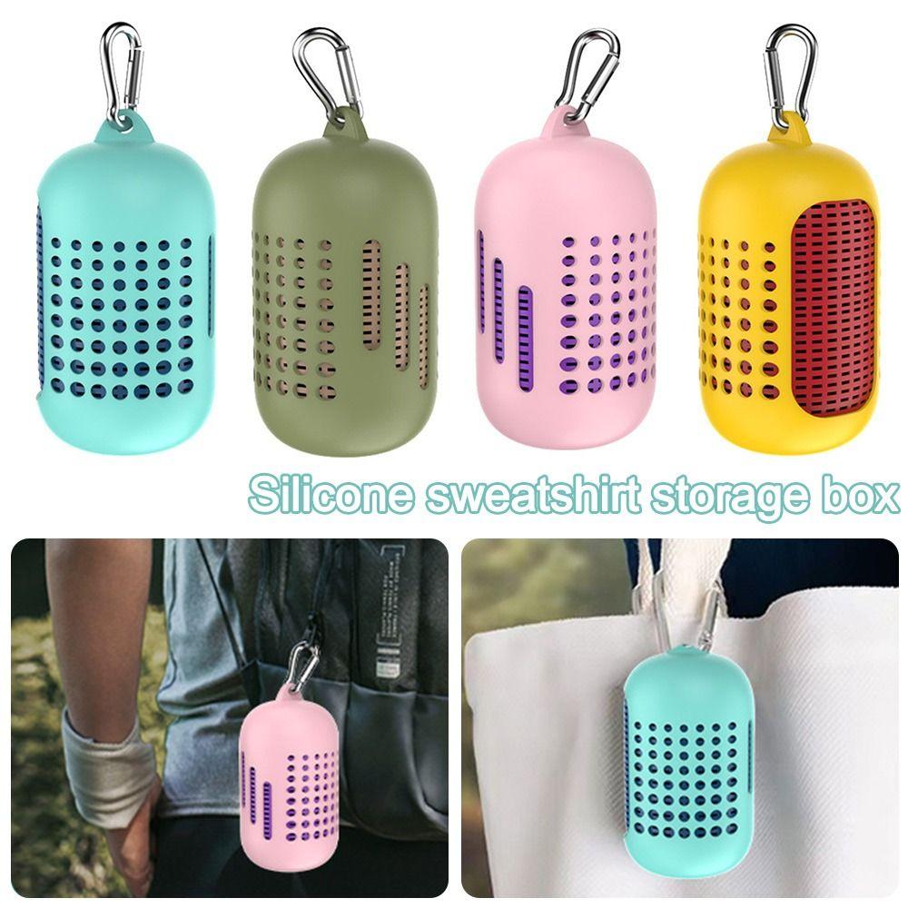 Quick Dry Fitness Cool Towels with Silicone Storage Bag Mini Sweat Towels Microfiber Breathable Sports Cool Towels