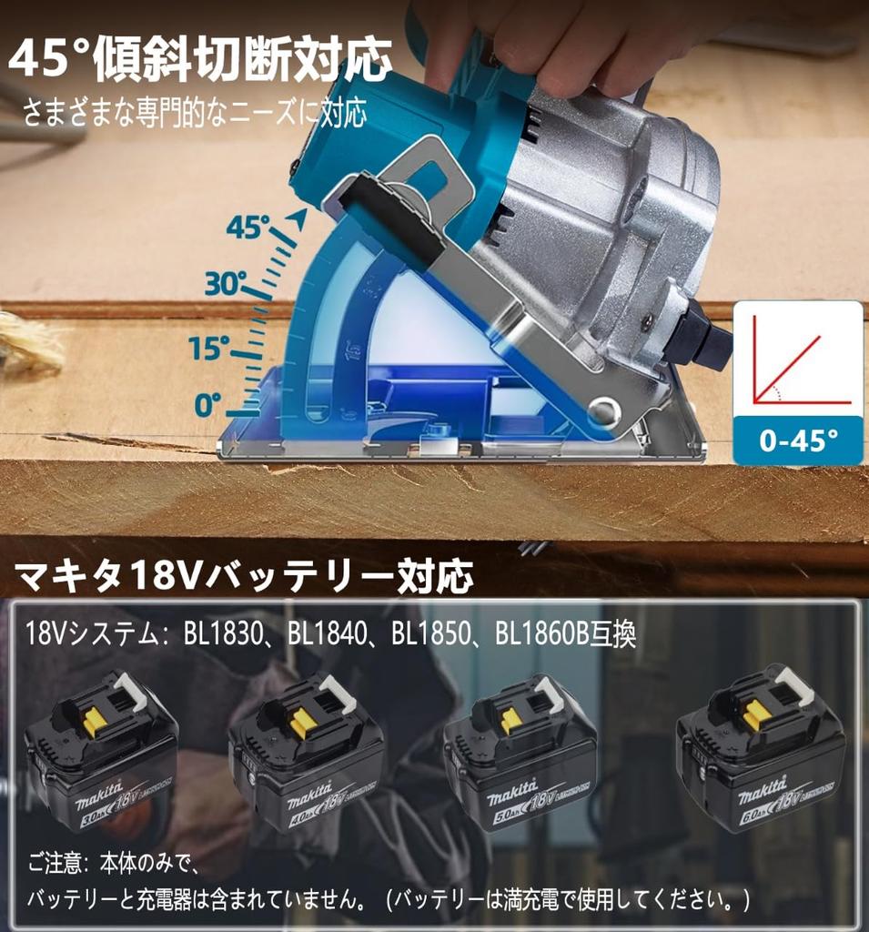 140mm Cordless Circular Saw for Makita 18V, 51mm Depth, Lightweight Compact Electric Saw with Blade, DIY Power Tool (Tool Only, No Battery)