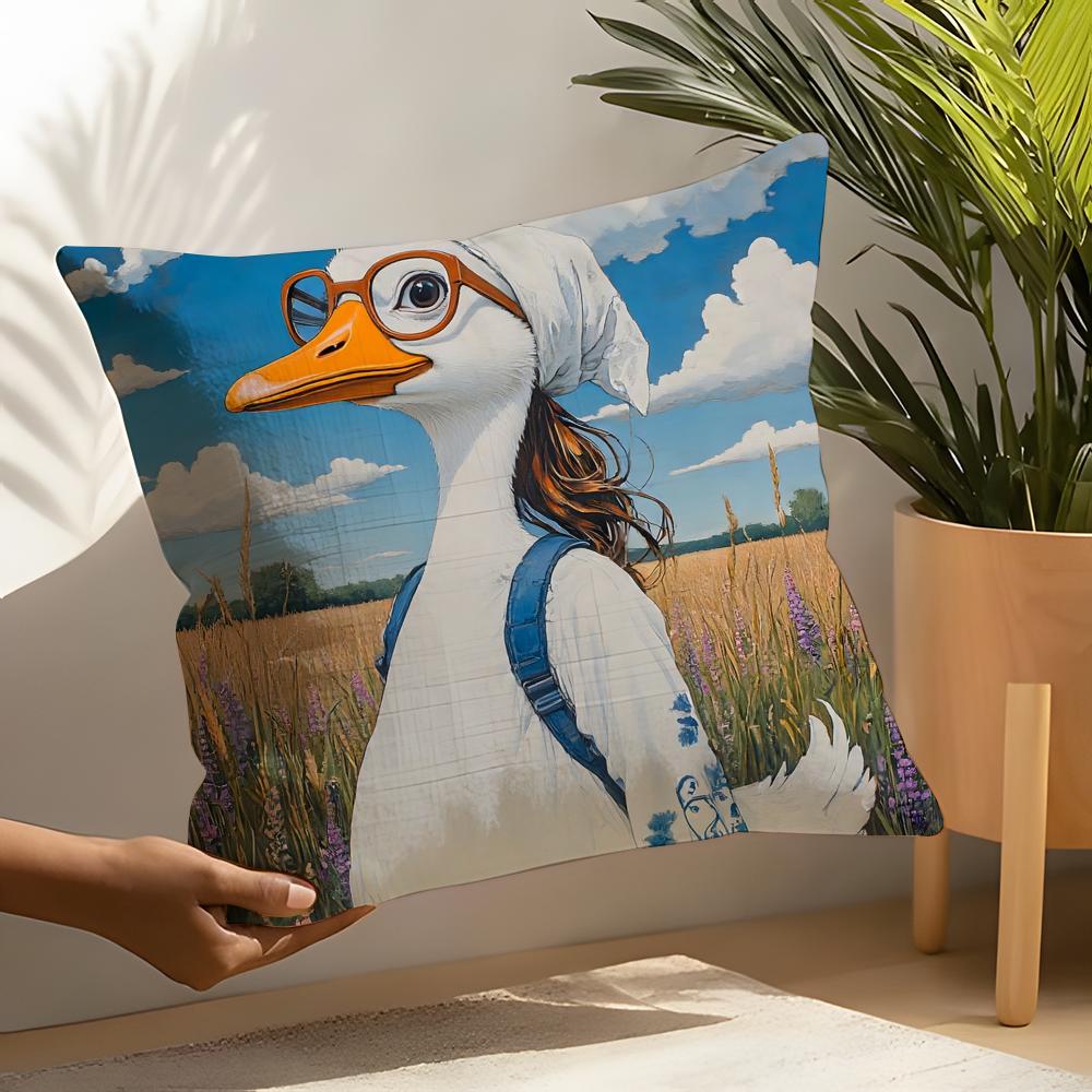 2 Funny And Cheerful Duck Pattern Pillow Case Home Living Room Decoration Linen Pillowcover Pillow Cases Cushion Cover