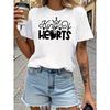 Women's King Of Hearts T-Shirt - King of Hearts Crown & Iconic Heart Print Short Sleeve Top, Casual Blouse for Spring Summer Outfits,