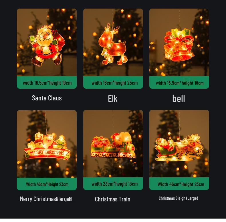 LED Christmas Suction Cup Window String Lights - Indoor Decorative Hanging Lights for Holiday Display