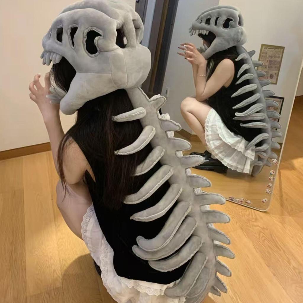 Dinosaur Skeleton Head Cover Women Dinosaur Bone Headpiece Cosplay Headgear Accessories Decoration Photography Props For Kids