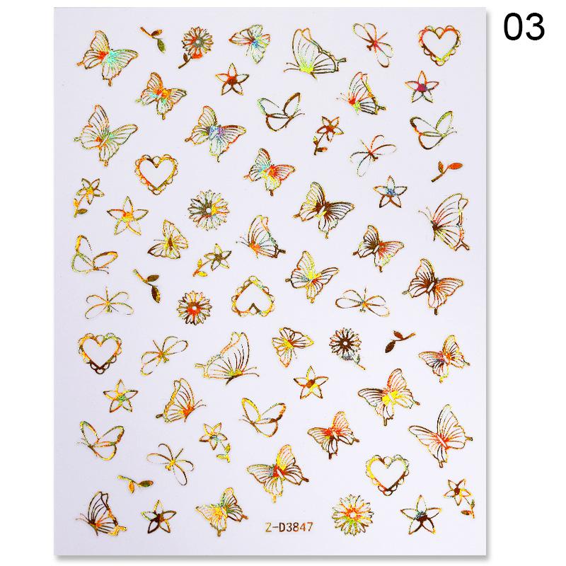 1pc 3D Nail Stickers Spring Summer Natural Flower Leaves Simulation Dried Flower Dragonfly Nail Applique Water Slides Decoration