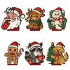 Rustic Wood Ornaments 6Pcs Christmas Wooden Tabletop Ornaments, Stable Base Cartoon Animal/Santa Claus/Gingerbread Holiday Home Accents Man